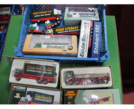 Eight Diecast Model Vehicles, by Corgi, Oxford, Lledo, all with Eddie Stobart liveries, including Corgi #18801 Bedford KM Lor