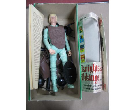 An 'Erik' The Viking Action Figure, by Marx, with many accessories/instructions and part box.