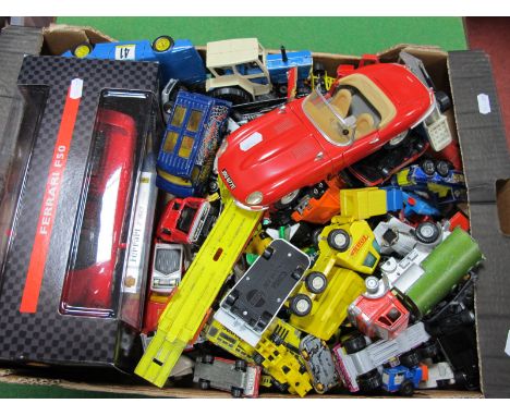 A 1:18th Scale Model of a Ferrari, boxed. Plus a quantity of playworn Diecast by Lone Star, Corgi, Matchbox and others.