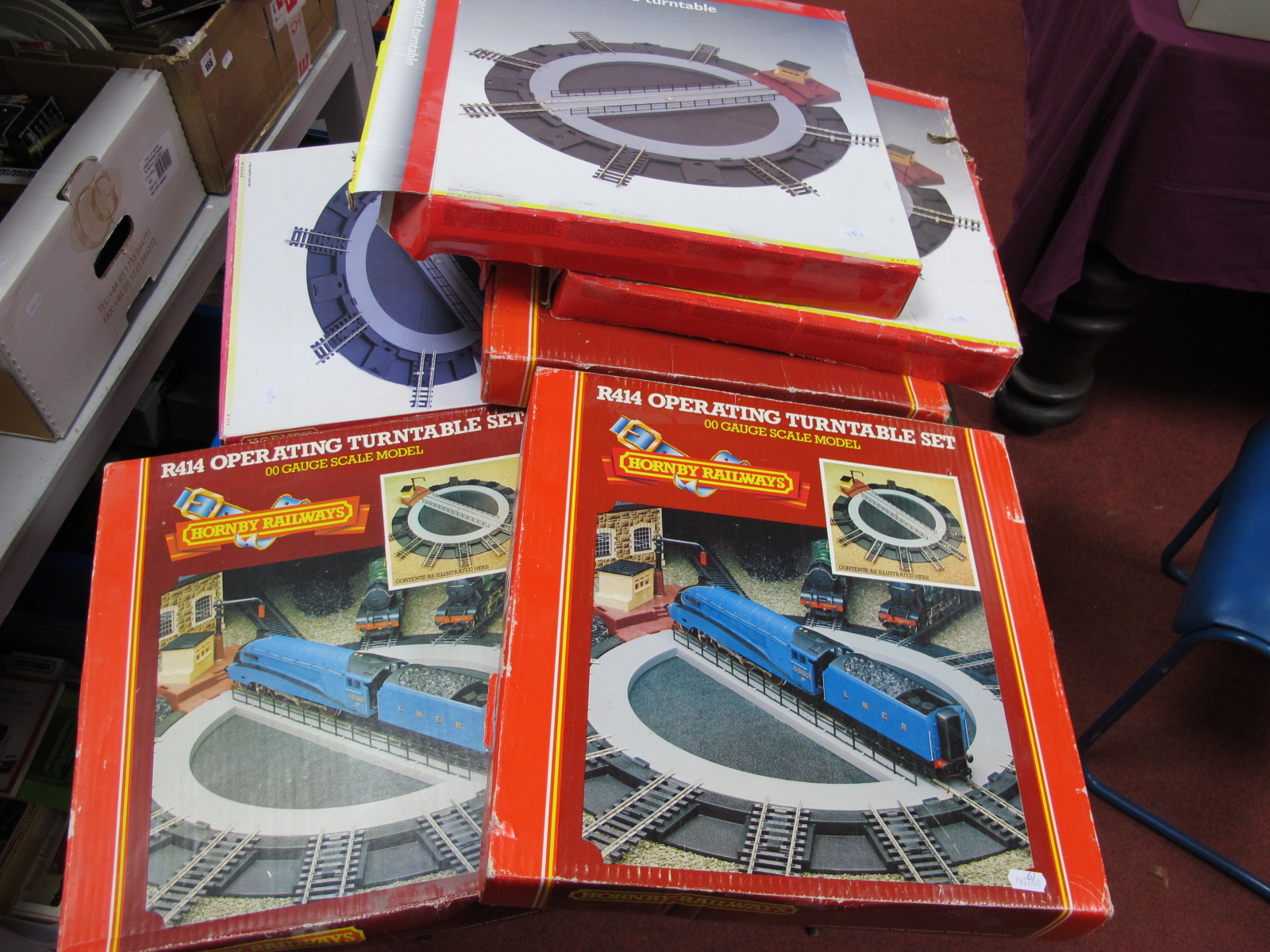 Six Hornby "OO"Gauge/4mm Operating Turntable Sets, three Ref R 070 and