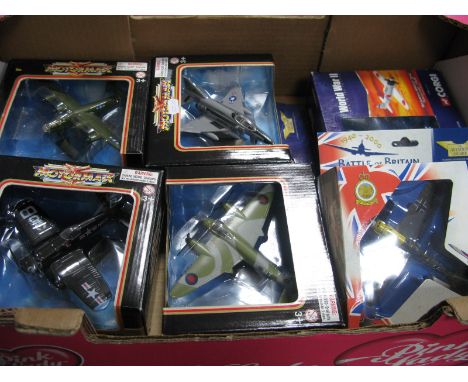 Six Diecast Model Military Aircraft, by Motormax, Corgi, approximately 1:72ns scale including Corgi The Aviation Archive #492