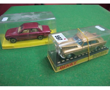 Dinky Toys No. 157 Rolls Royce Silver Cloud MK III, overall good plus, missing Flying Lady, perspex case damaged. Plus a Guis