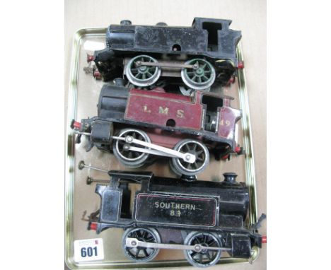 A Hornby "O"Gauge/7mm Type 40 Clockwork Tank 0-4-0 Locomotive Renamed "Southern No 84", fair, unboxed, plus two other 0-4-0 H