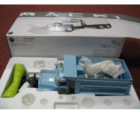 First Gear 1:34th Scale Diecast Model Mack R-Model Dump Truck with Plow, boxed (small chip to top of tipper noted)