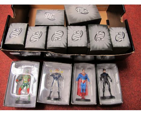 Twelve White Metal DC Comics Character Model Figures, all Pieceworks Editions, including Starman, Martian Manhunter, Metallo,