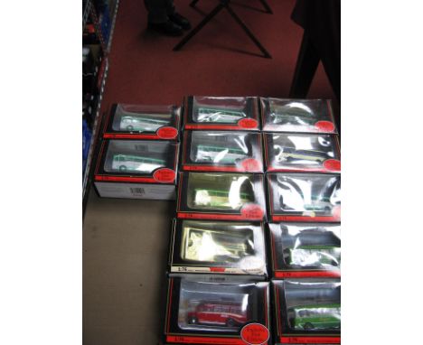 Twelve EFE 1:76th Scale Diecast Model Buses, including #11903 grey green Harrington Cavalier, #12304 Cavalier Coach Southdown