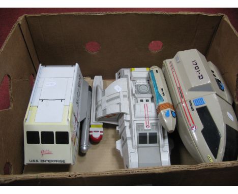 Three (Circa Mid 1990's) Star Trek Themed Plastic Model Space Vehicles, by Playmates, including Galileo Shuttlecraft, NCC-170