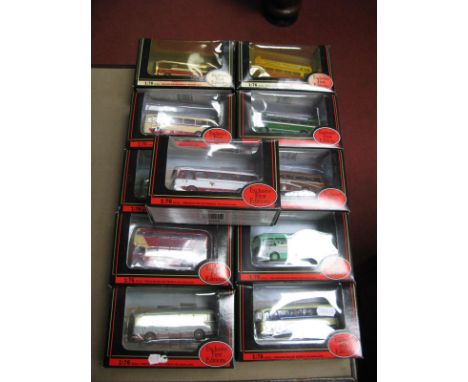 Eleven EFE 1:76th Scale Diecast Model Buses, including #12102 Cavalier coach East Yorkshire, #15607 Routemaster Bus Clydeside