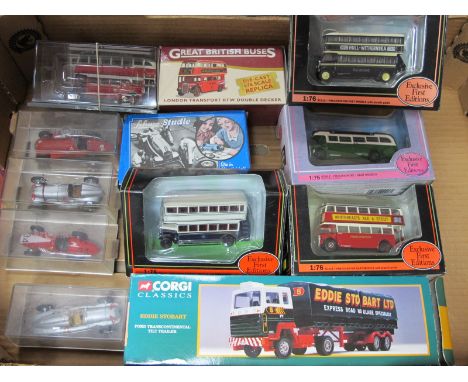 Six 1:76 Scale Boxed Diecast Buses, by E.F.E, Corgi and Atlas- a Corgi Ref 23101 ''Eddie Stobart'' Ford Artic.- Four Brumm ca