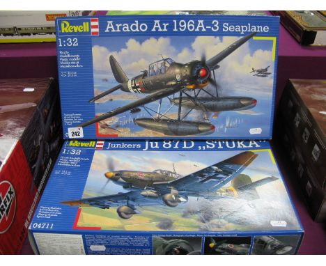 Two Revell 1:32nd Scale Plastic Model Kits, comprising of #04688 Arado AR 196 A-3 seaplane, #04711 Junkers JU 87D ''Stuka'', 