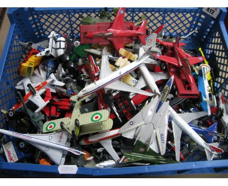 A Quantity of Diecast Model Aircraft, vehicles by Lintoy, Matchbox, Corgi, Dinky and other, playworn. 