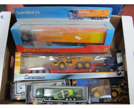 Six Diecast and Plastic Model Commercial and Construction Vehicles, by Newray, Dickie, Cararama and other, variable scale siz