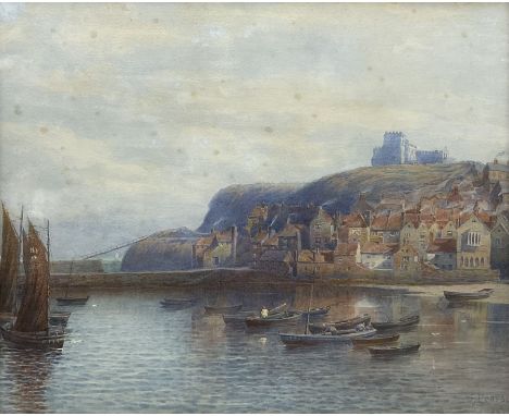 John Pearson (British ?-1921): Whitby Fishing Boats in Harbour, watercolour signed 49cm x 60cmNotes: Pearson who lived at Mol