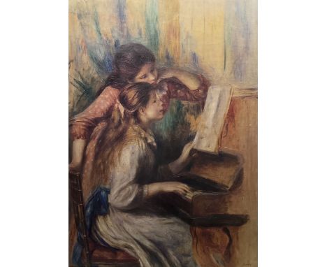 After Pierre-Auguste Renoir (French 1841-1919): 'Girls at the Piano', artagraph on canvas 76cm x 54cm