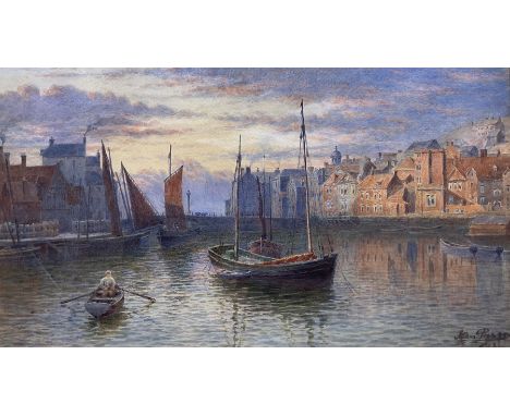 John Pearson (British ?-1921): Whitby Harbour, watercolour signed 29cm x 52cmNotes: Pearson who lived at Moldgreen was a foun