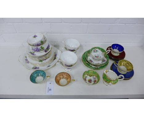 China tea wares to include Richmond teaset, Bavarian porcelain harlequin cabinet cups and saucers, Tuscan trio and a Paragon 