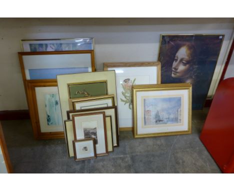 Assorted pictures including four J.M.W. Turner prints, Georges Pierre Seurat print