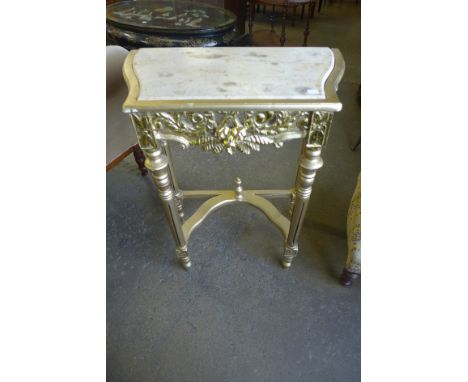 A reproduction French Louis XV style gilt console table