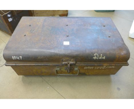 A tin trunk