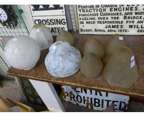 Eight assorted glass light shades
