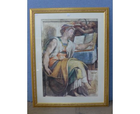 A print of an ancient Greek man, framed