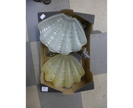 Two Art Deco Odeon glass light shades
