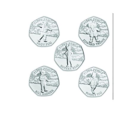 2020 IOM Rupert Bear Set 5 x  50p Coins: In 2020 the Isle of Man commemorated the centenary of Mary Tourtel's ever-popular ca