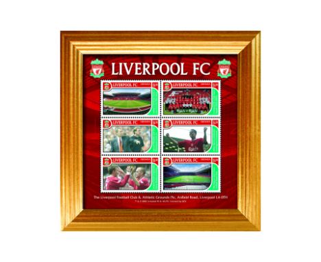 Liverpool Framed Stamp Sheet Grenada: Framed Grenada stamp sheet marking the history of Liverpool Football Club. Framed size: