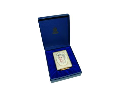 1990 Halcyon Days Queen Mother 90th Ltd Edt Enamel Box: A Halcyon Days enamel trinket box issued to celebrate the 90th Birthd