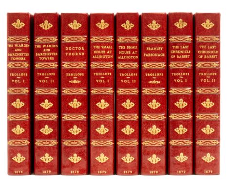Trollope (Anthony) The Chronicles of Barsetshire, 8 vol., engraved frontispieces by F.A. Fraser, modern red half morocco by B
