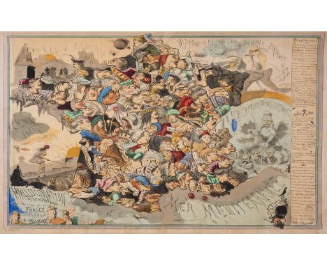 European Satirical Map.- Belloguet (Andre) Hallucination Topographique sur la Carte de France, serio-comic map illustrating t