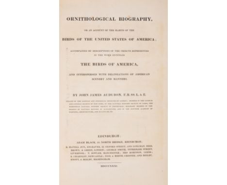 Birds.- Audubon (John James) Ornithological Biography, vol.1 only (of 5), first edition, A.L.s. tipped in plus related materi