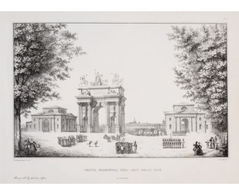 Voghera (Giovanni) Illustrazione dell'Arco della Pace in Milano, lithographed title and 28 plates, modern half morocco over m