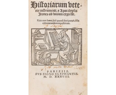 Bible illustrations.- Historiarum veteris instrumenti, & Apocalypsis Icones ad vivum expresse, first edition, collation: A-F8