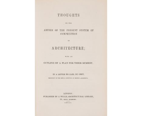 [Austin (Henry)] Thoughts on the Abuses of the Present System of Competition in Architecture..., modern marbled boards, 1841 