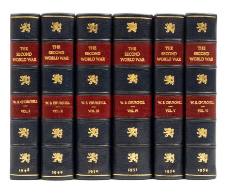 Churchill (Sir Winston Spencer) The Second World War, 6 vol., first edition, folding maps, modern dark blue half morocco, spi
