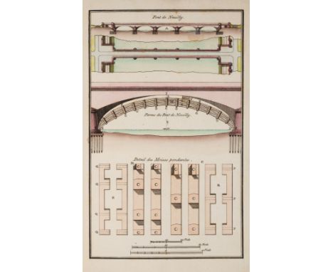 Le Turc (?J.B.) Description des Fermes...les Grandes Arches des Ponts, half-title, hand-coloured engraved plate, light spotti