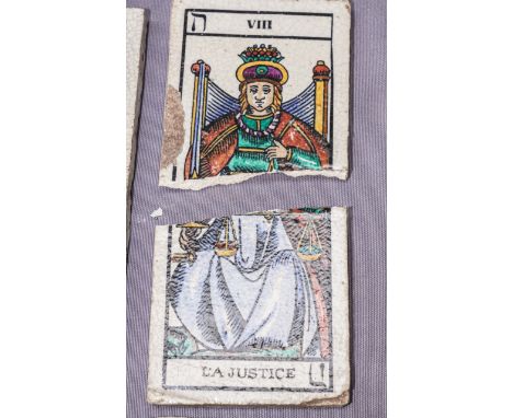A GROUP OF TWENTY FRENCH STONEWARE TAROT CARD TILES (20)Each tile representing a card, comprising: the Emperor, the Empress, 