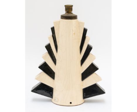 CHARLES HARVA: A FRENCH ART DECO CERAMIC LAMPCirca 1930 The crackle glazed lamp, of monochrome geometric design, stamped to t