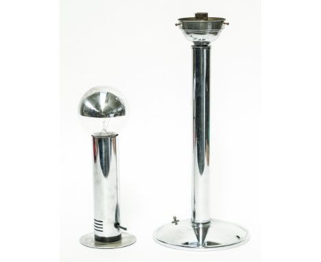 TARGETTI SANKEY: ITALIAN CHROME-PLATED TALBE LAMP (2)Late 20th Century  With a partially silvered spherical glass, 27.5cm hig