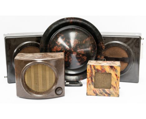 AN ART DECO BAKELITE PHILIPS SPEAKER AND FOUR OTHER BAKELITE SPEAKERS /AMPLIFIERS (5)Circa 1930/40s Stamped to the back with 
