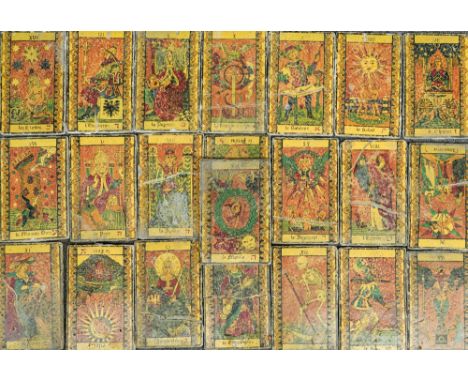 A SET OF TWENTY TWO FAIENCE RECTANGULAR CARD TILES (22)Probably French, 19th/20th century Each painted with an allegorical fi