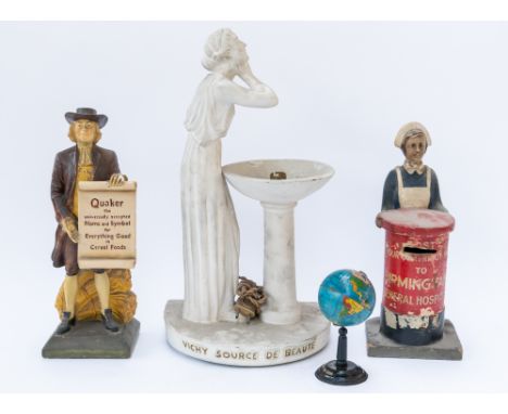 ADVERTISING FIGURES INCLUDING A COMPOSITE FIGURAL TABLE LAMP ENTITLED ‘VICHY SOURCE DE BEAUTE’ (4)47cm high; Together with a 