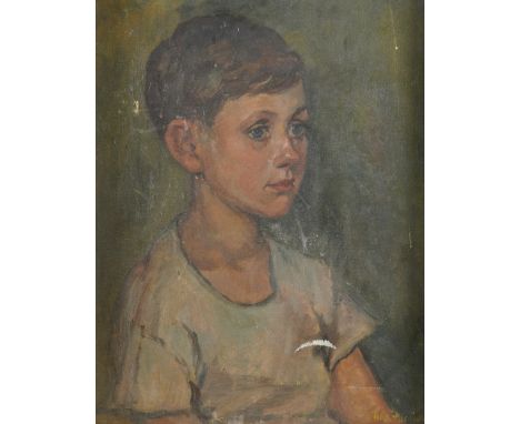 STELLA *** (20TH CENTURY) (2)Portrait of a boy indistinctly signed 'Stella ***' (lower right) oil on board 46 x 35.5cm togeth