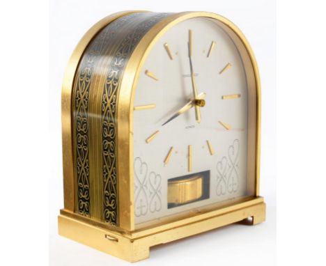 A JAEGER LECOULTRE ATMOS CLOCK, CIRCA MID 20TH C, IN PATTERNED, ARCHED CASE, 21CM H, INK STAMPED ON BASE 160 2++Movement unex