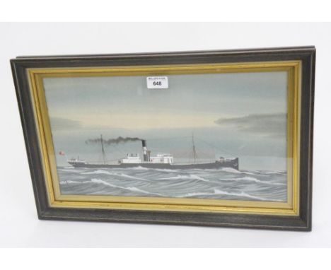 ITALIAN PIERHEAD PAINTER, EARLY 20TH C, PORTRAIT OF THE BRITISH STEAMSHIP WEST MARSH, INDISTINCTLY SIGNED, GOUACHE, 23.5 X 33