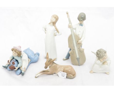 Five Lladro figures of boys, girls, and foal, traditional style 