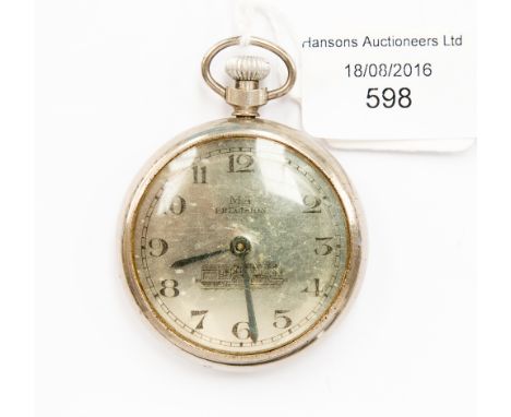 A railway pocket watch (from Tutbury- vendors relative Station Master), an M.A. precision pocket watch with engraved steam lo