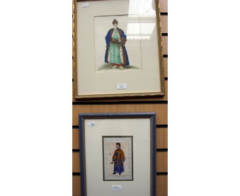 Strong, Maria, 'Portrait of a Persian', watercolour, monogram, framed, 25 cm x 20 cm and a 19th Century Chinese portrait of a