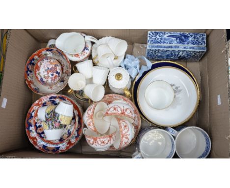 A box of assorted ceramics, to include Minton part coffee set, Royal Worcester part tea wares, early Royal Crown Derby, Chine